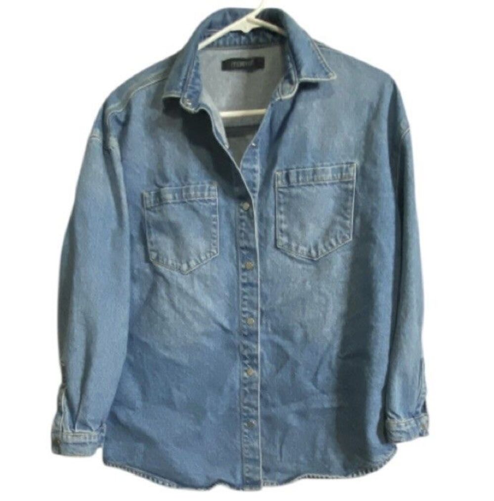 Mavi Denim Briana Western Shirt Women S Blue Snap Front Country 100% Cotton